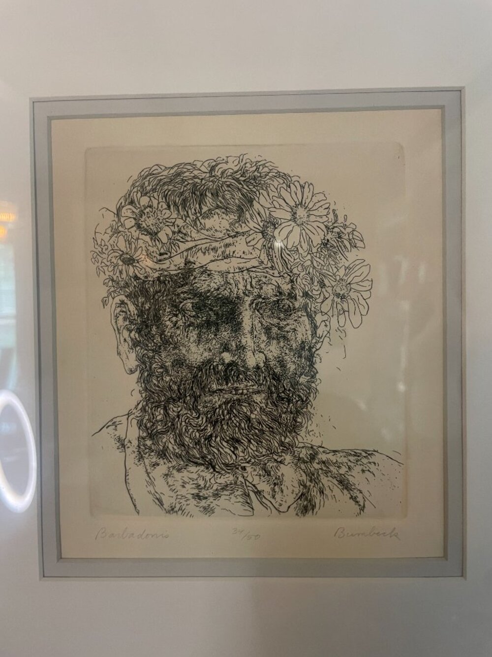 David Bumbeck (B1940 American) Limited Edition Etching Portrait "Barbadonis"